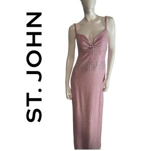 St. John Sparkling Pink Maxi Evening Gown